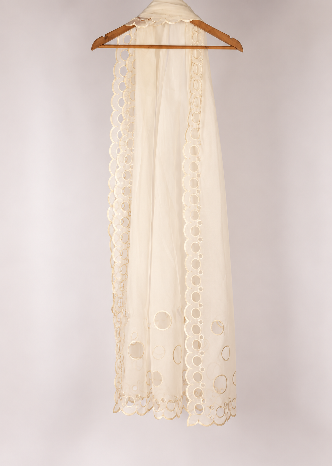 Off White Circle Pure Cutwork Dupatta RJF 027