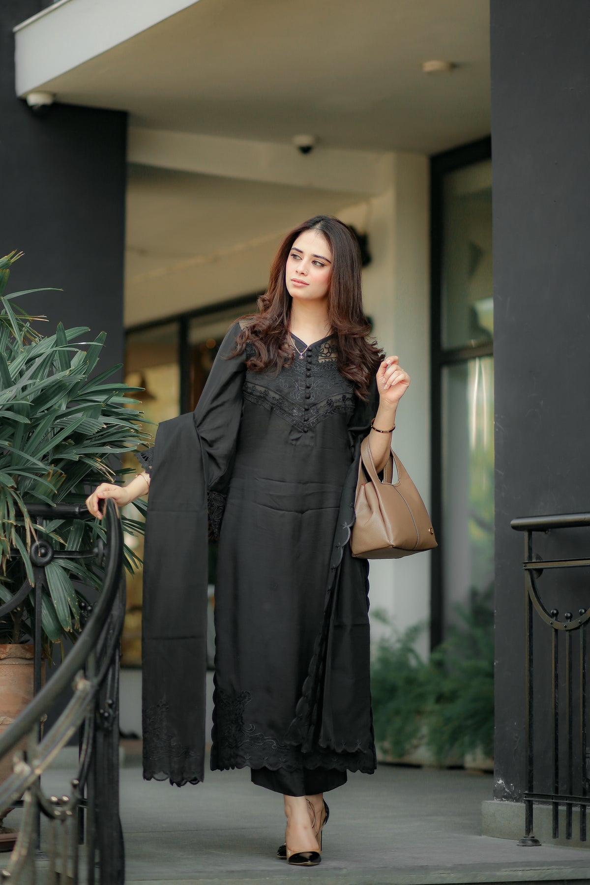 Rawsilk Applique Work Black 3 PC RJF024