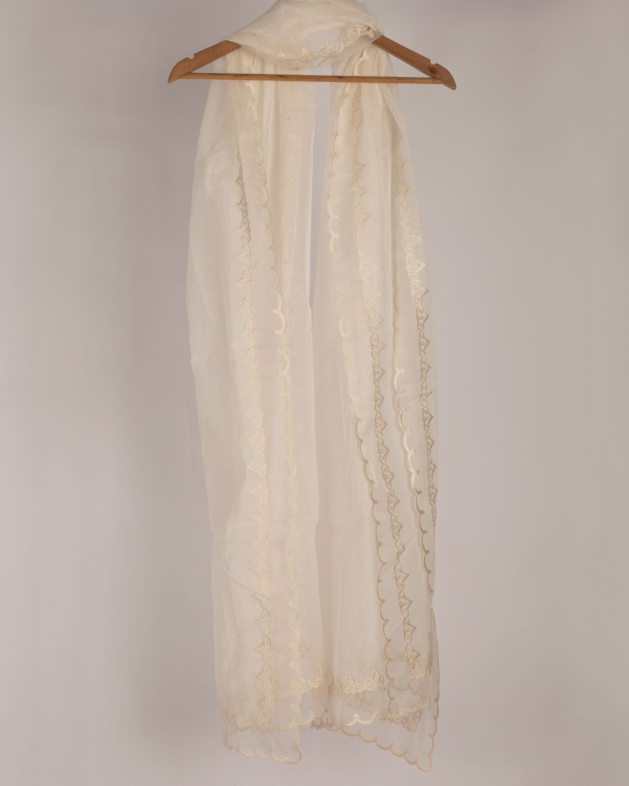 Off White Pure Cutwork Dupatta