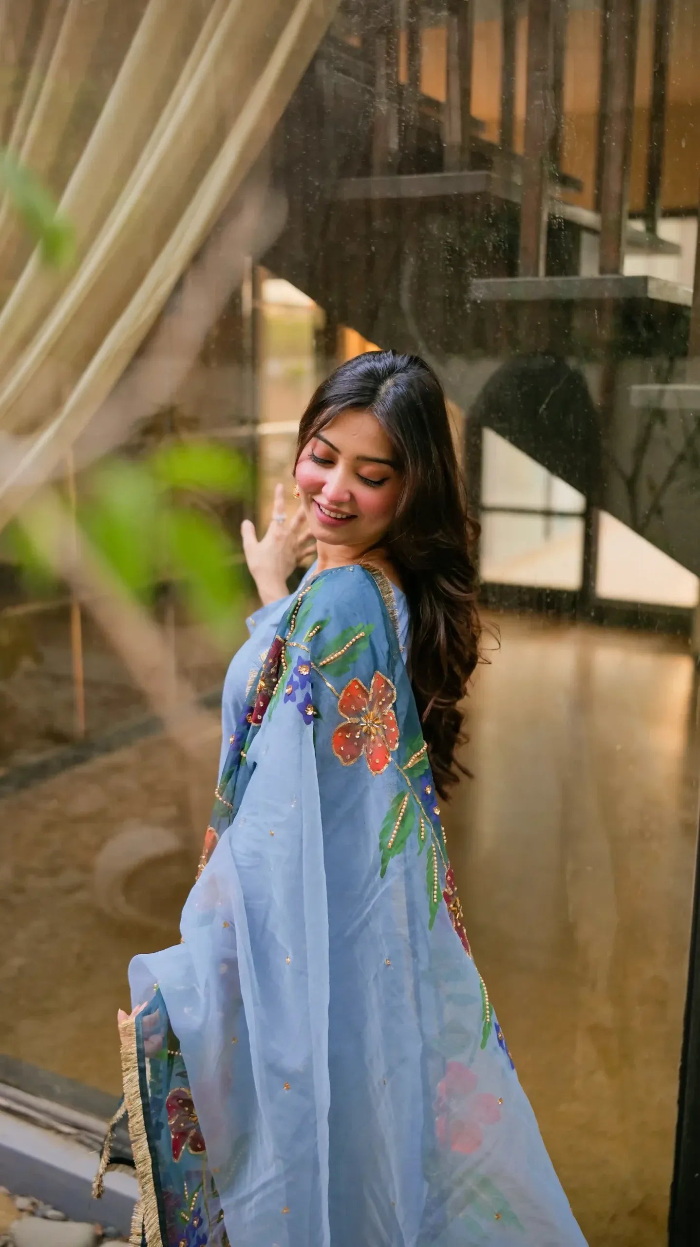 RJF054 Stitched Grey 3pc with potli