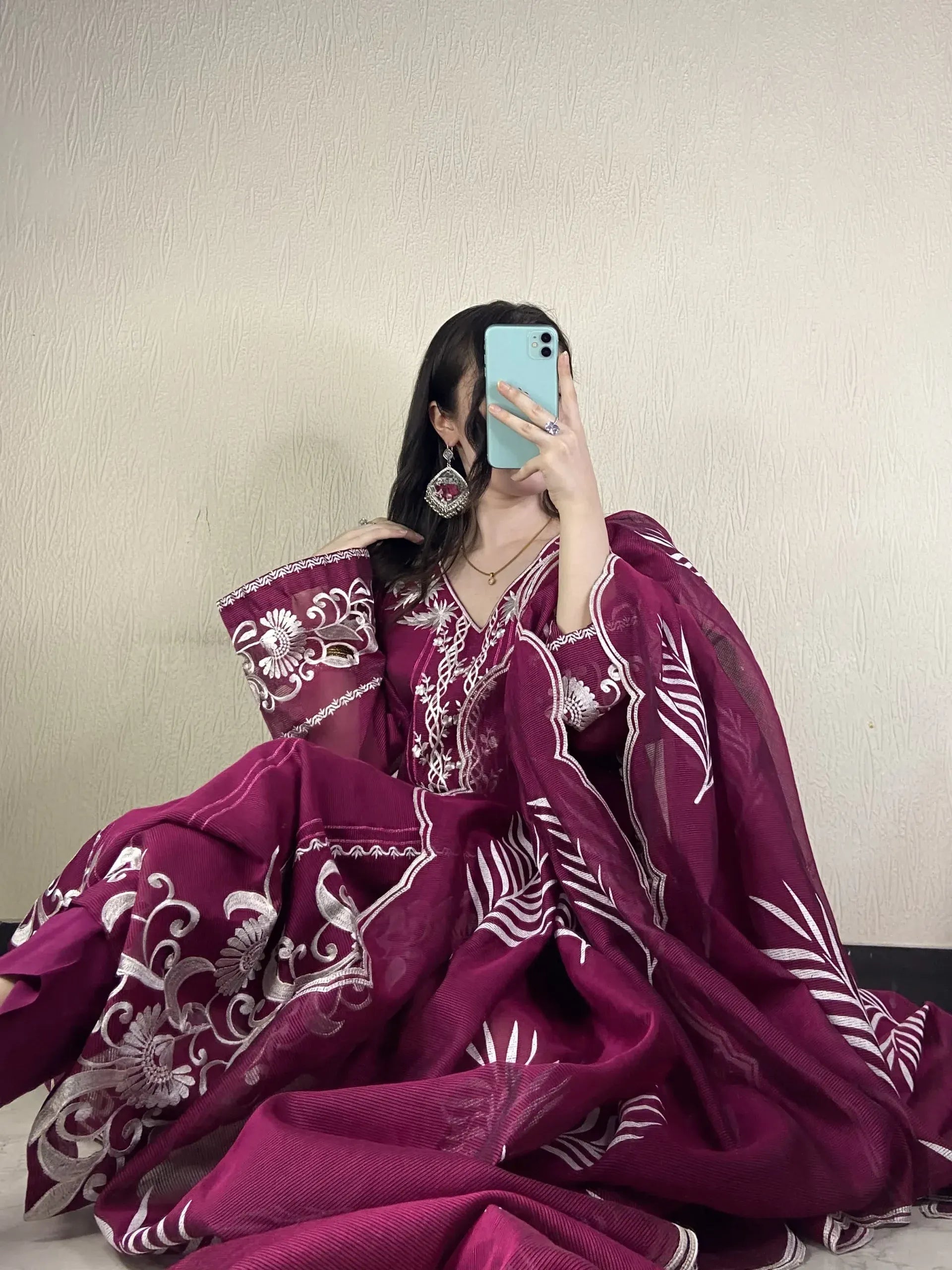 Majenda Pink Cutwork ombre-silk net kurta 3 piece stitched