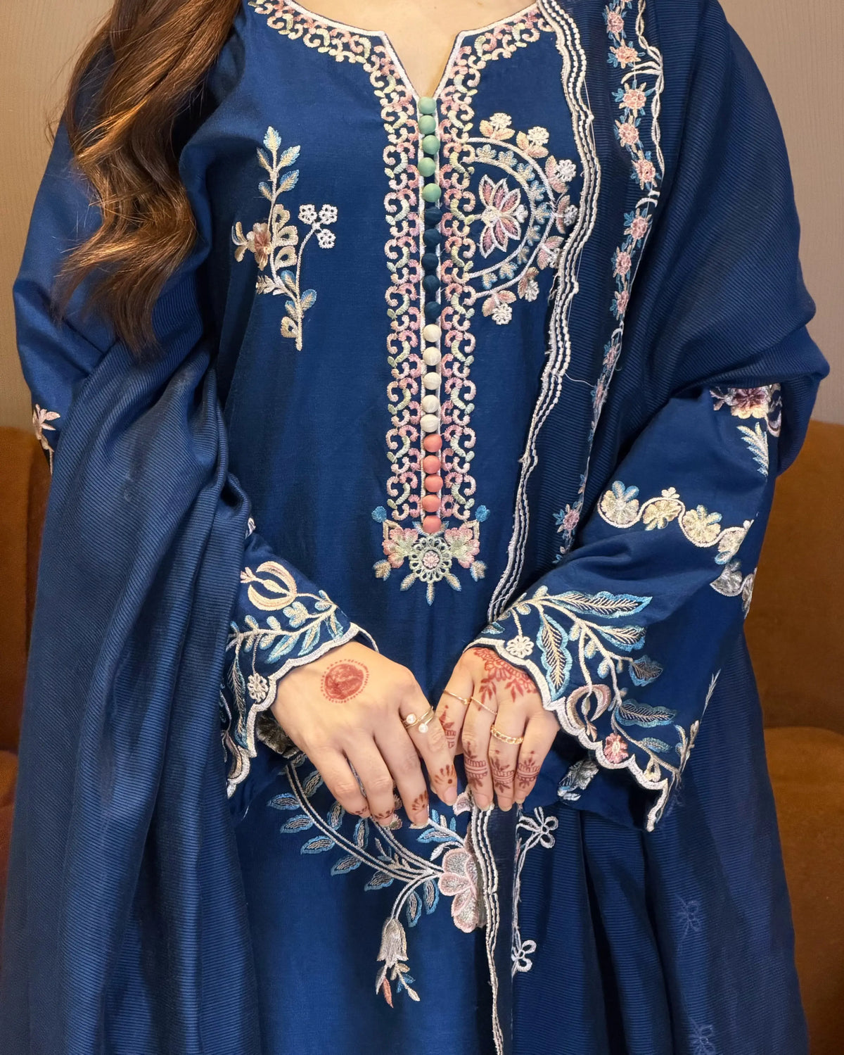Elegant & Classy Kaftan Style Teal Blue Rivaaj Fashion