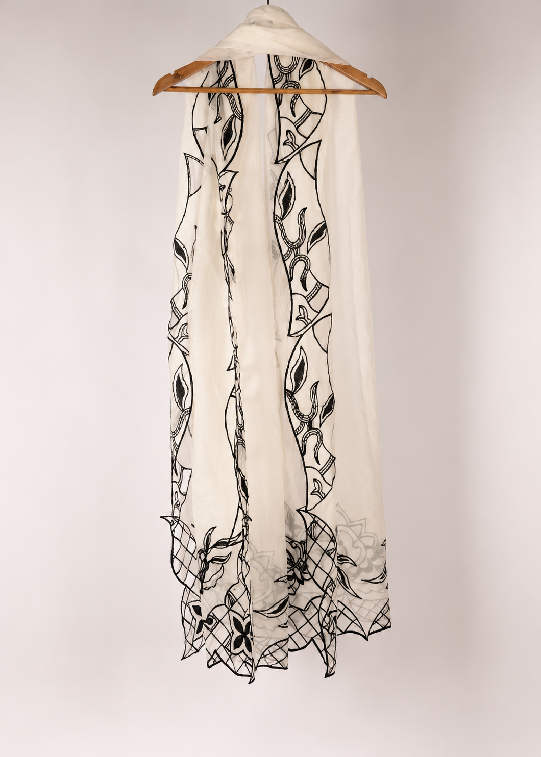 Pure cutwork  White On Black  Embroidery