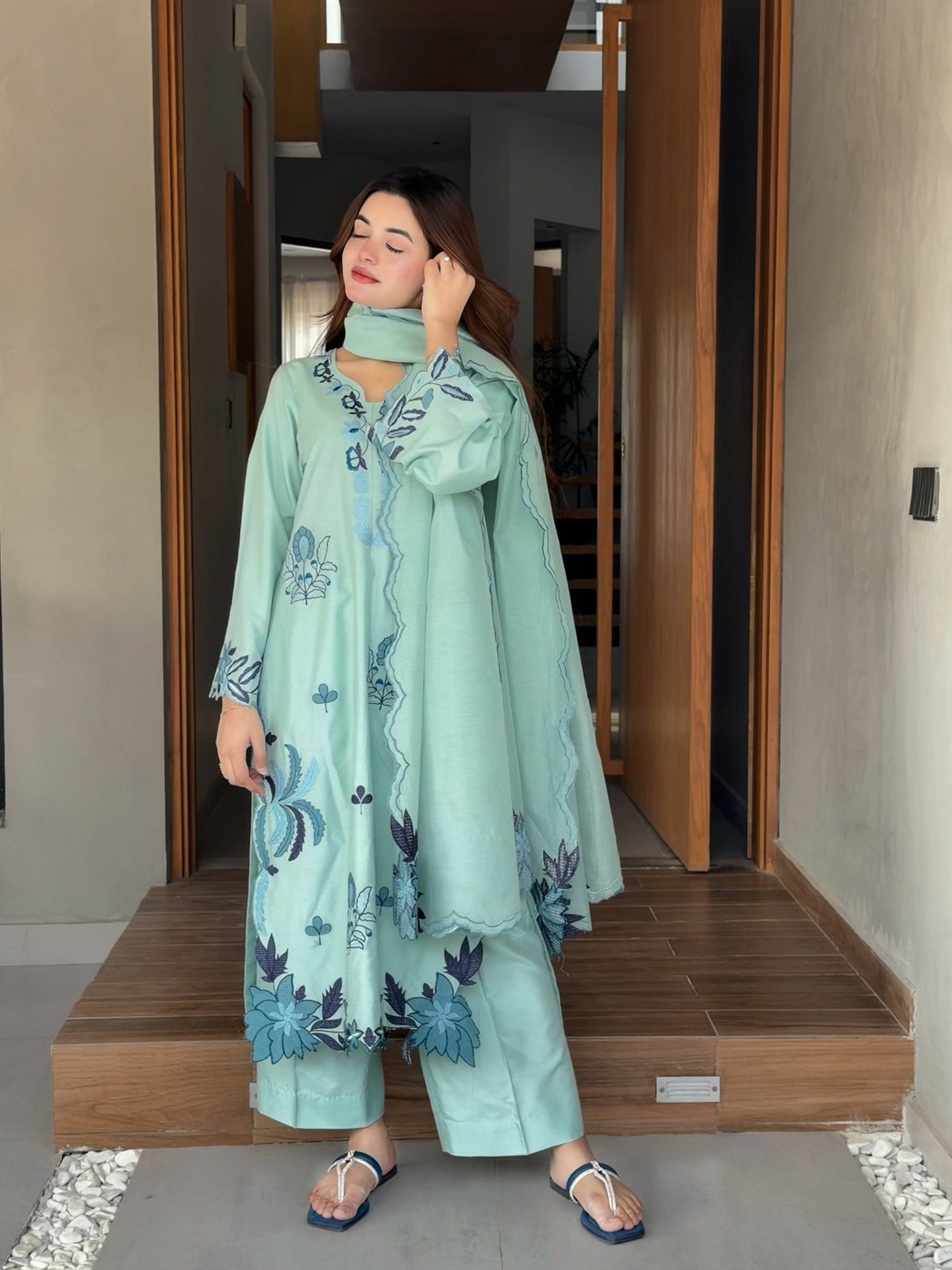 Elegant & Classy Kaftan Style Mint Green