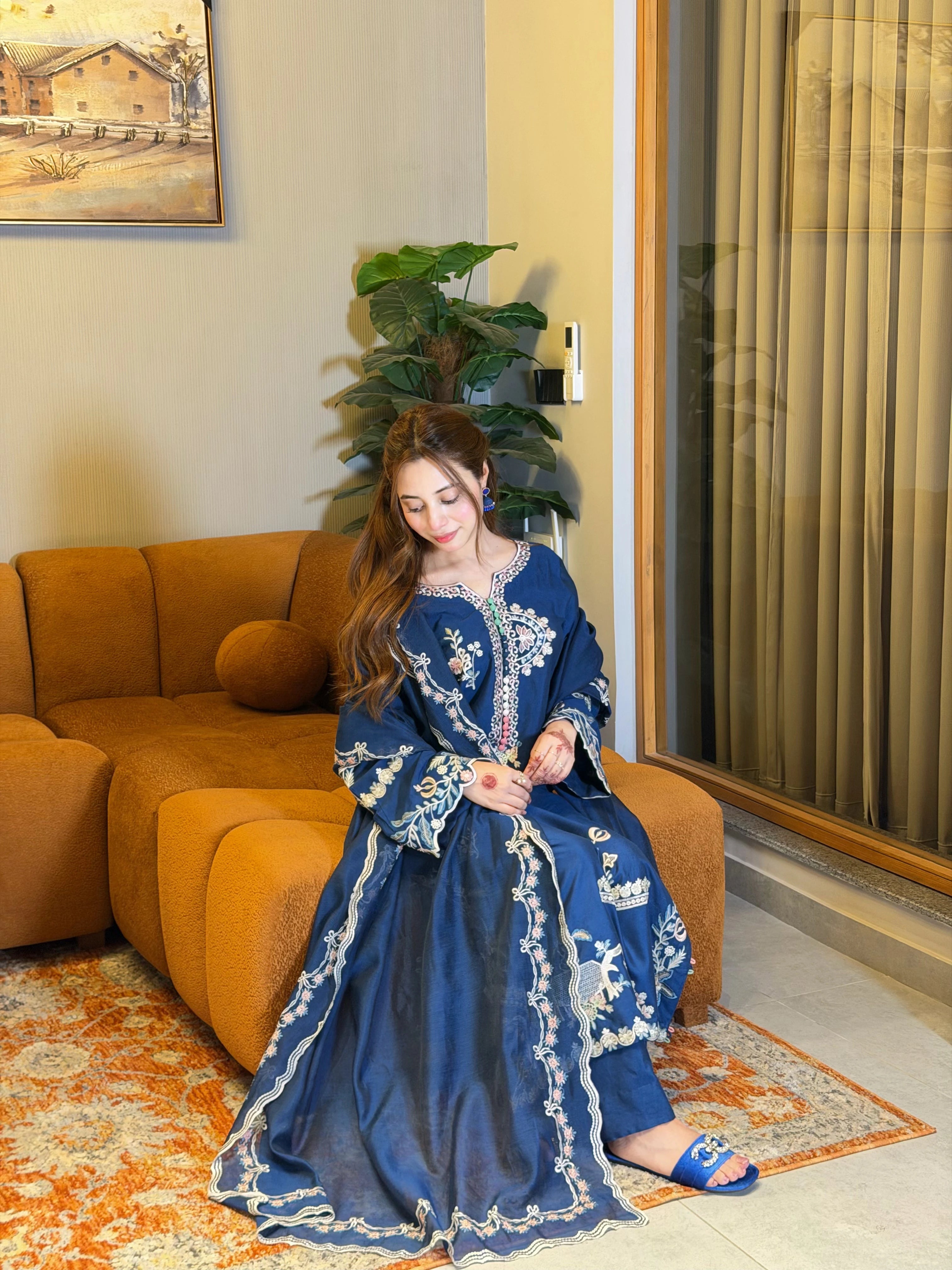Elegant & Classy Kaftan Style Teal Blue