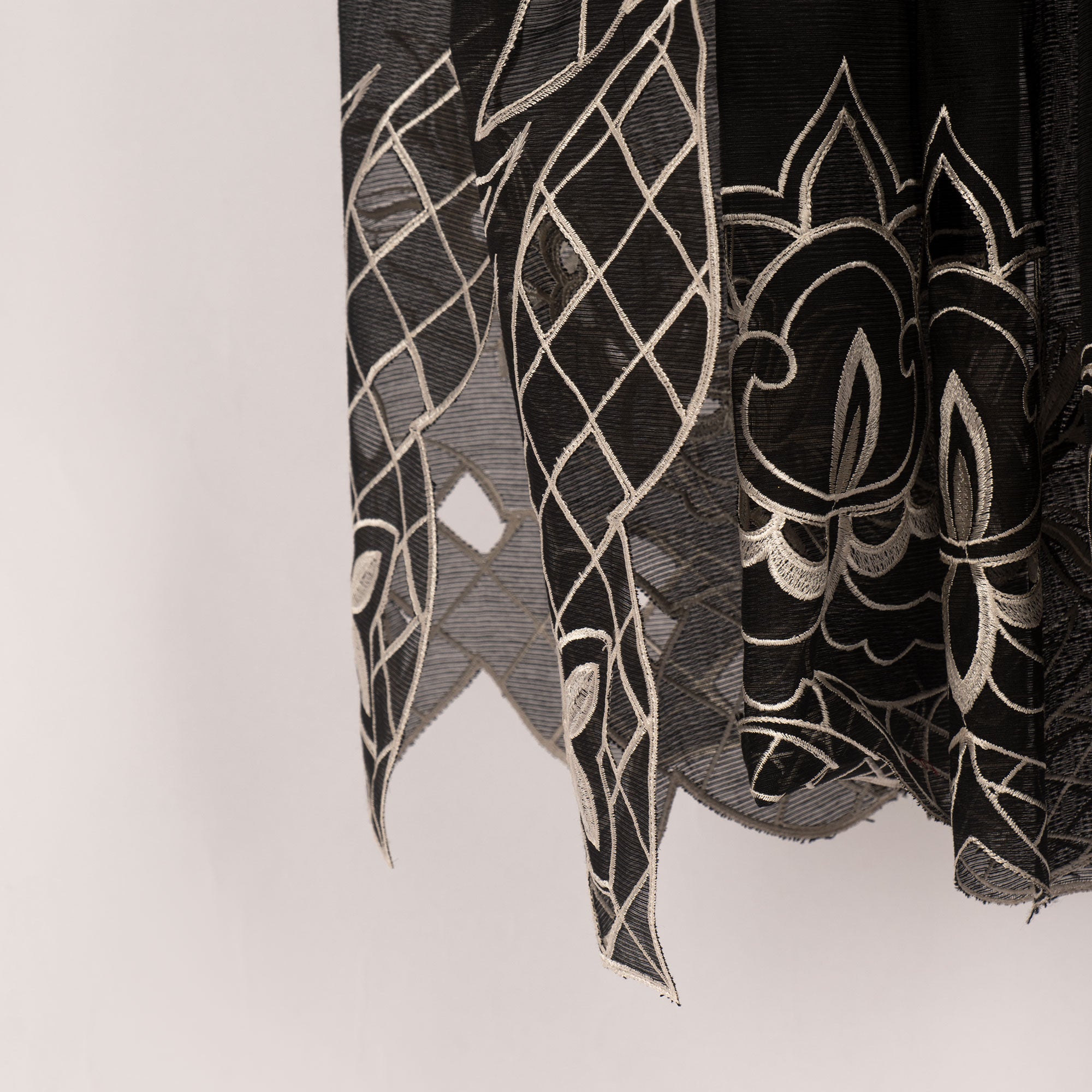 Pure Cutwork Black ON white Embroidery