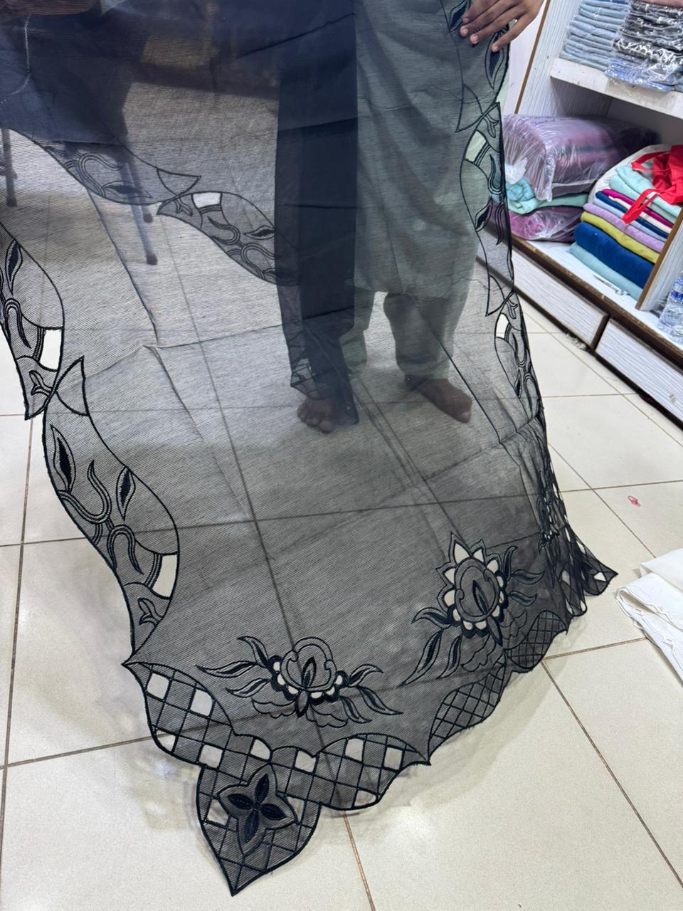 Pure cutwork Black Duptta