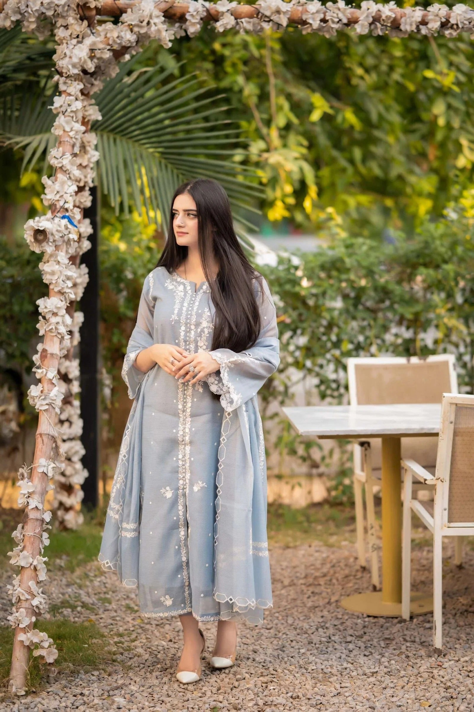 Pure Cotton Lama Net Fabric 3 piece Stitched